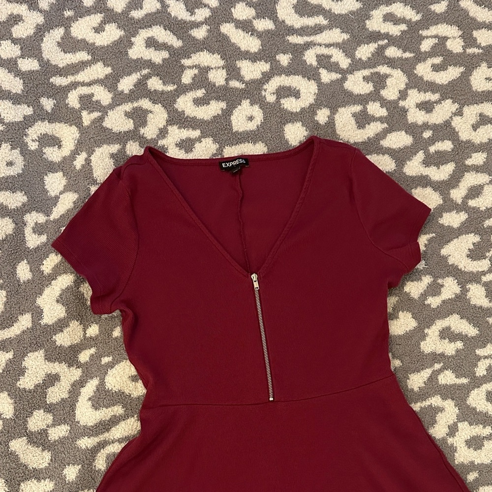 Express V-Neck Zipper Skater Dress - Picture 4 of 6